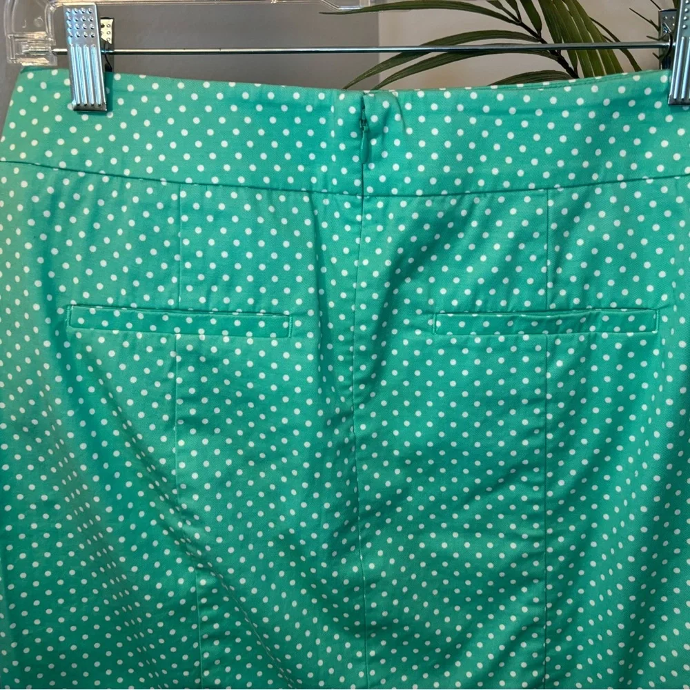 🌸Ann Taylor Green Cotton Polka Dot Skirt🌸 - Picture 7 of 9